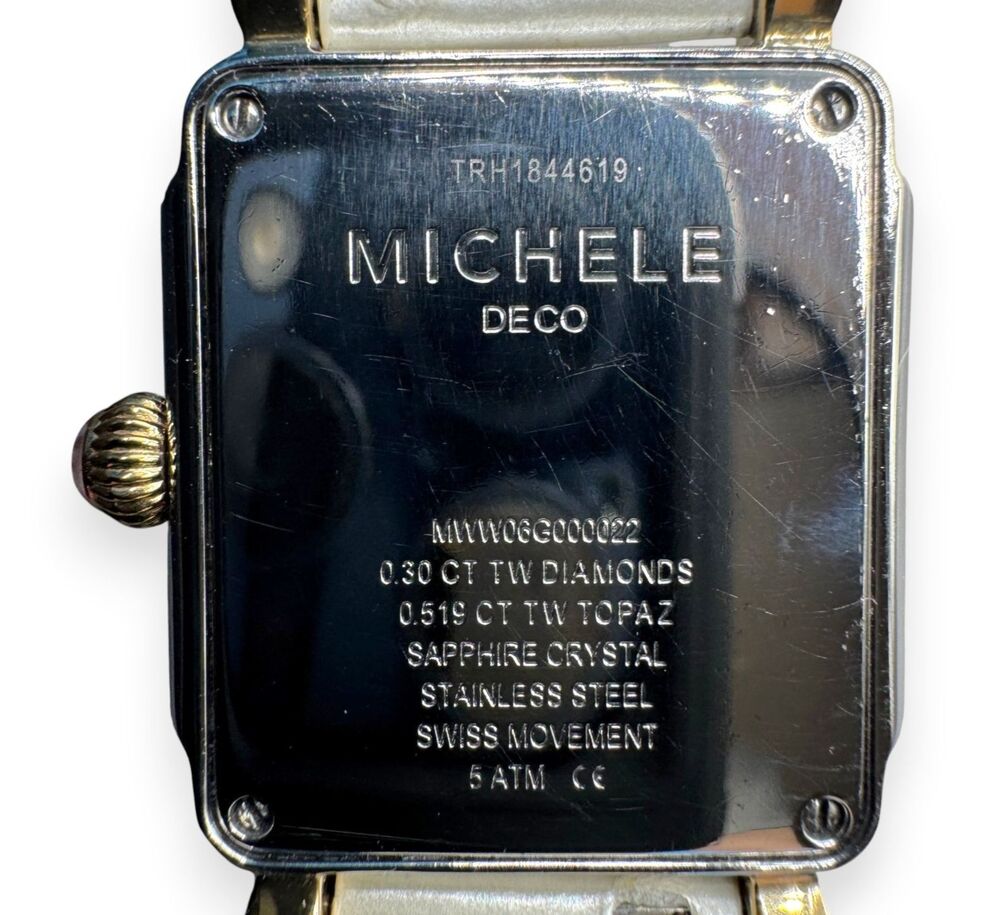 Rare MICHELE Deco Madison Mid Carousel Two-Tone Rainbow Topaz Diamond Watch - Picture 11 of 15